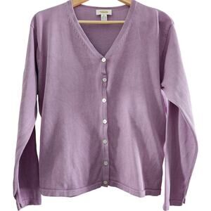 Talbots Lilac Silk, Cotton, Lightweight Cardigan Sweater Size Medium